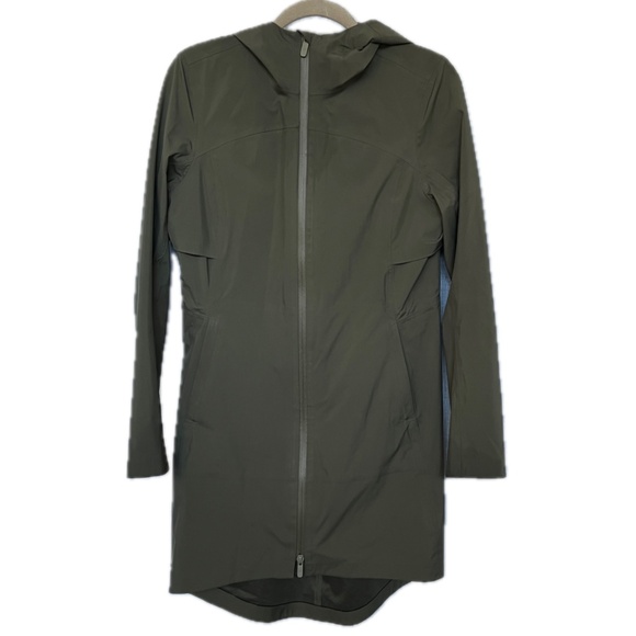 Lululemon Rain Jacket Size 4 Dark Green Athleisure Outdoors Active Hood - Picture 1 of 5